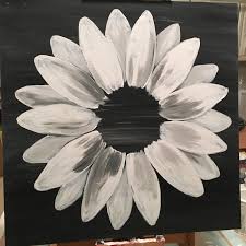 Acrylic Black And White Flower Painting Clarabellearte Shared A New Photo On Etsy Sunflower Canvas Paintings Black Canvas Paintings Black Background Painting
