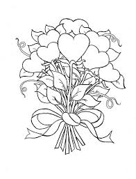 Heart with flowers coloring pages. Beautiful Bouquet Of Hearts And Roses Coloring Page Color Luna