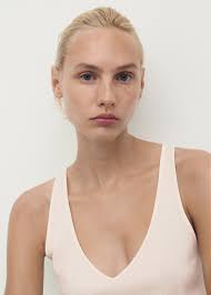 Tank top katun dengan tali dan leher V