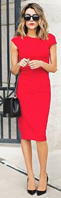 Red Pencil Dress Christine Andrew Glamorous Trend Nordstrom Number Simple Black Heels Matching Mini Bag Dr Red Dress Outfit Fashion Red Bodycon Dress