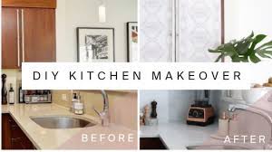 Peel the backing off the first inch or so, and align the corner of the contact paper with the corner of the door. Rental Kitchen Makeover Diy Marble Countertops Cabinet Transformation With Contact Paper Youtube