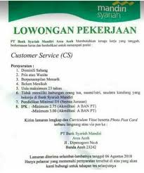 From cdn2.tstatic.net we did not find results for: Lowongan Kerja Customer Service Di Bank Syariah Mandiri Aceh Poskerjamedan Com