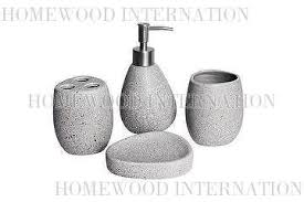 Camden mixes materials for the bath, matching up white ceramic with grey rubber for a sleek, contemporary look. Bath Accessories Ceramic Bathroom Set Imitation Stone Effect Soap Dispenser Tumbler Toothbrush Holder Soap Dish Grey Taiwantrade Com