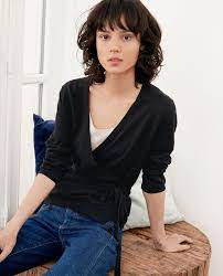 Cache coeur x armor lux. Cache Coeur Cardigan Mit Leinen Noir Fulaga Comptoir Des Cotonniers
