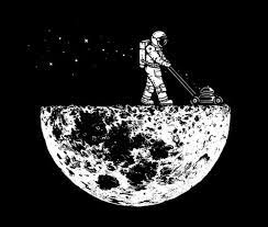 Astronaut Lawn Mowing The Moon Wallpaper Hitam Seni Karakter Gambar Unicorn