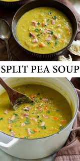 Homemade Split Pea Soup This Hearty Protein Packed Comforting Soup Is Made With Tender Split Peas Flav Split Pea Soup Recipe Pea And Ham Soup Comfort Soup