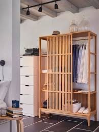 Nordkisa Open Wardrobe With Sliding Door Bamboo Get It Here Ikea Sliding Wardrobe Doors Open Wardrobe Furniture Design
