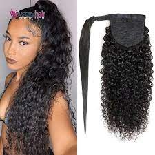 3b 3c jerry curl clip in hair extensions jerry curly clip in human hair extensions for black women reahair 8a grade thick 100% real remy soft hair extension triple wefts soft blends well #1b/4 color (18inch) 18 inch. Usexy Curly Brazilian Human Hair Wrap Around Ponytail Clip In Ponytail Human Hair Extensions Remy Curly Hair For Black Women Ponytails Aliexpress