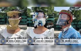 Philippines inspired face shields, philippine flag face shield, bedazzled filipino face cover, filipino fashion. Buwan Ng Wika Brings Out Creative Style In Nueva Vizcayan School Philippine News Agency