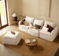 Sofá modular de 3 plazas con chaise longue izquierdo de algodón y lino  desenfundable tono blanco de 285x185cm