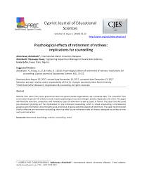 Professionally written and designed resume samples and resume examples. Pdf Psychological Effects Of Retirement Of Retirees Implications For Counselling