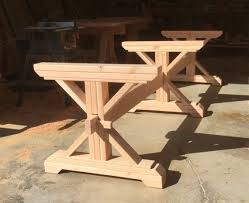 Make Your Own Farmhouse Style Triple Trestle Table Base With Our Kit These Table Base Kit Diy Farmhouse Table Plans Farmhouse Table Legs Farmhouse Table Plans