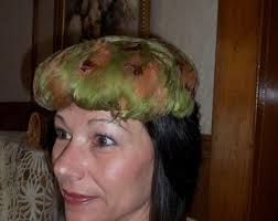 Vintage Designer Vincent Dekoven Original Green Feather Hat