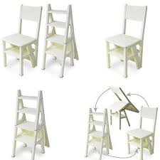 Innovative Creative Folding Up Library Steps Step Ladder Chair Ivory White Fast Ladder Chair Game Room Chairs Kitchen Step Ladder
