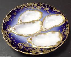 1876 Cobalt Blue Gold Celestial Oyster Plate Haviland Limoges France Porcelain Haviland Oyster Plates Plates Serving Dishes