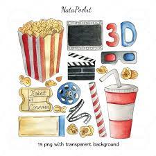 Set Of Cinema Equipment Movie Popcorn Drawing Illustration How To Draw Hands