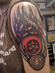 Fullmetal Alchemist Tattoo Finally Completed Anime Tattoos Fullmetal Alchemist Nerd Tattoo