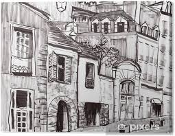 Leinwandbild Hand Zeichnen Paris Gebaude Pixers Wir Leben Um Zu Verandern