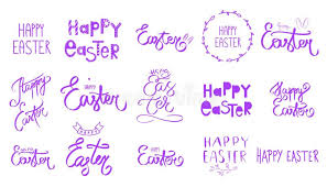 Violet Happy Easter Day Simple Lettering with Bunny Face. Calligraphy  Postcard or Poster Graphic Design Lettering Element, Rabbit Ilustración del  Vector