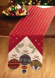 Holiday Ornament Embroidered Christmas Table Runner Christmas Runner Christmas Table Runner Christmas Quilts