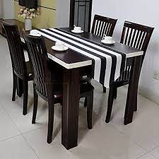 Amazon Com Black White Stripe Print Thicken Cotton Table Runner Dining Room Furniture Design Wooden Dining Table Designs Dining Room Furniture Collections