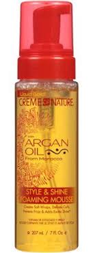 Foaming wrap lotion with argan oil. Creme Of Nature Style Shine Foaming Mousse Ingredients Explained