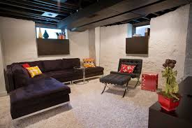 link i used your texture. Basement Cost Estimator For Modern Basement And Area Rug Bar Basement Renovation Black Leather Upholstery Exposed Ducting Exposed Floor Joists Media Room Painted Concrete Walls Red Rough Textured Walls Seating Area Sectional