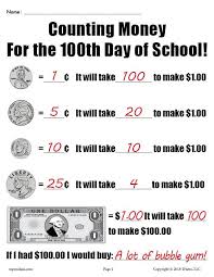 Check spelling or type a new query. Printable 100th Day Of School Counting Money Worksheet Supplyme