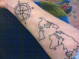 This tattoo is an amazing work if for its' texture alone. 80 Fantastic Map Tattoos