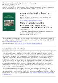 Maybe you would like to learn more about one of these? Pdf Stone Architecture And The Development Of Power In The Zimbabwe Tradition Ad 1270 1830