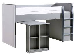 Jugendbett in beton grau mit klemmkissen. Bett Schreibtisch Kombination Mobel