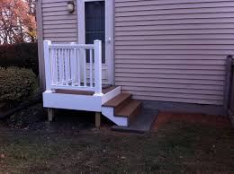 These landings must be no more than 8 inches below the interior floor level. Back Door Steps All Things New Llc Back Door Steps Outdoor Stairs Diy Stairs