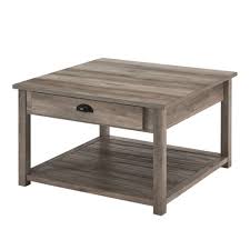 This coffee table is a cute, functional, trendy table. June Rustic Farmhouse Square Coffee Table With Lower Shelf Gray Wash Saracina Home Target