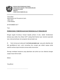 7.2.2 penggunaan kenderaan jabatan untuk aktiviti rasmi persatuan/ kelab di kementerian/ jabatan adalah tertakluk kepada surat pekeliling am bil. Surat Untuk Balai Bomba