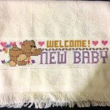 Make sure each length of thread is solidly secured at the back of your stitching and will not come undone during repeated washes. Dmc Cross Stitch Baby Hooded Bath Towel W Gray Polka Dots Etsy