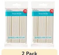 (2 pack) 4" White Paper Treat Sticks, 50 Count, by Way To Celebrate