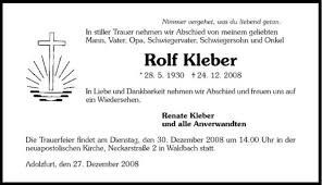 Renate kleber is on facebook. Traueranzeigen Von Rolf Kleber Www Trauerundgedenken De