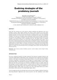 Pdf Evolving Strategies Of The Predatory Journals