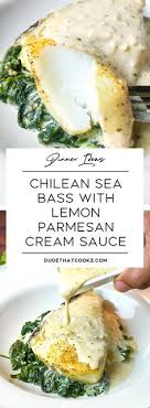 Foil Baked Chilean Sea Bass With Lemon Parmesan Cream Sauce Recipe Fish Recipes Healthy Recipes Seafood Recipes