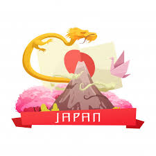 Free Vector Japanese Culture And National Symbols Retro Cartoon Composition With Flag Cherry Blossom And Fuji Mountain Vector Illustration