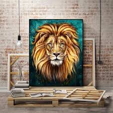 Toile Lion Couleur Le Vieux Lion L Art De Lion Peinture De Lion Toiles De Peinture