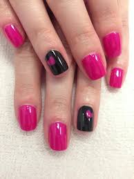 Acrylic Hot Pink And Black Nail Designs Pin By Aayesha Khatri On Nail Art Pink Gel Nails Pink Nails Pink Black Nails