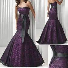 Purple Dress With Blacklace Purple Wedding Dresses Gowns Black Lace Evening Dress Gothic Wedding Dress