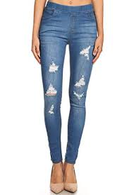 Jvini Womens Pull On Ripped Destroyed Stretch Skinny Denim Jeggings 1x Large Blue 55