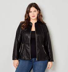 Ruffle Trim Faux Leather Jacket In Black Faux Leather Jackets Plus Size Outfits Clothes Design
