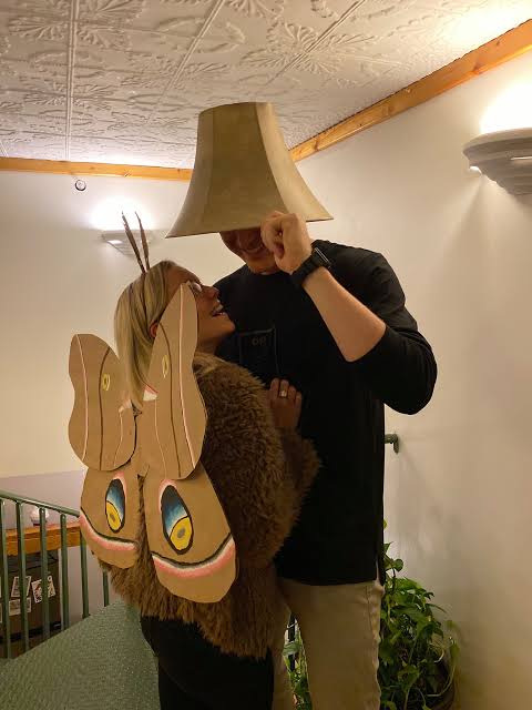 DIY Polyphemus moth and lamp Halloween costume
