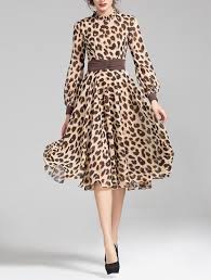 Midi Animal Print Animal Print Dresses Clothes For Women Chiffon Dress Long