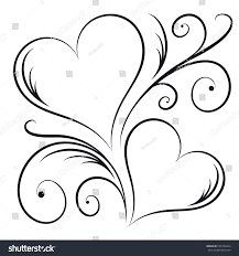 Two Hearts Swirl Elements Stock Vector Royalty Free 570794344 Flower Drawing Art Drawings Simple Heart Coloring Pages