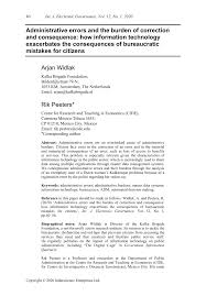 Contact us for more information some of this item bu. Pdf Administrative Errors And The Burden Of Correction And Consequence How Information Technology Exacerbates The Consequences Of Bureaucratic Mistakes For Citizens