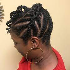 Flat Twisted Updo Bringing Healthy Hair Back One Head At A Time Book Today Call Text 704 340 5322 Retu Medium Box Braids Flat Twist Updo Girl Hairstyles